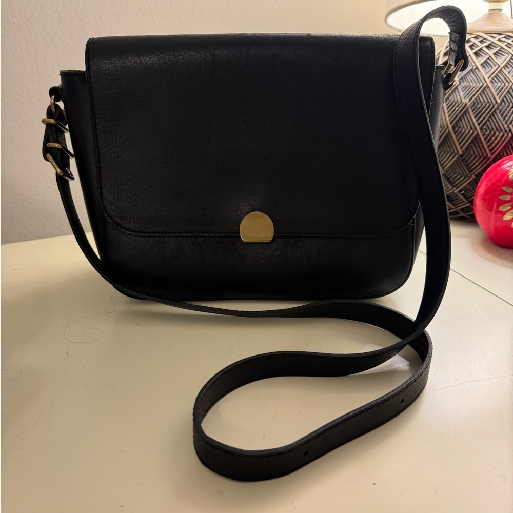 Madewell Abroad Leather Shoulder Bag Black L4913